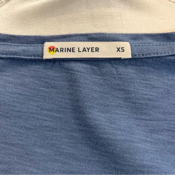 Marine Layer Supima Cotton Modal V-Neck Tee Blue XS Soft Basic - Picture 6 of 8